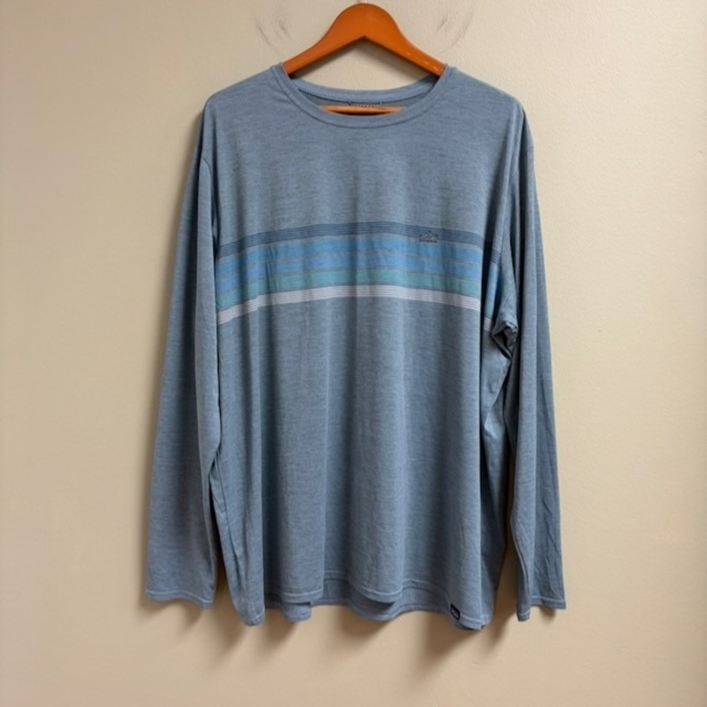 Patagonia Mens Long Sleeve Capilene Cool Daily Shirt Blue Line Logo 3XL Outdoor